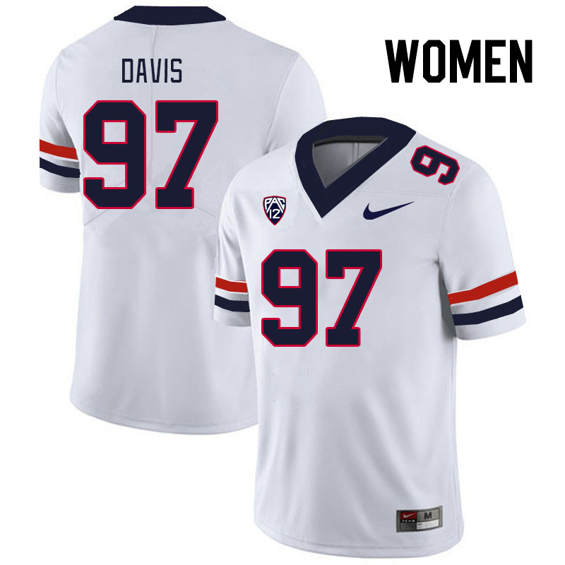 Women #97 Tristan Davis Arizona Wildcats College Football Jerseys Stitched Sale-White